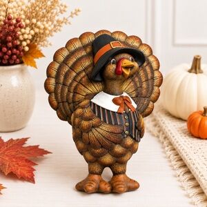 Hand-Painted Ceramic Pilgrim Turkey Wall Decor
